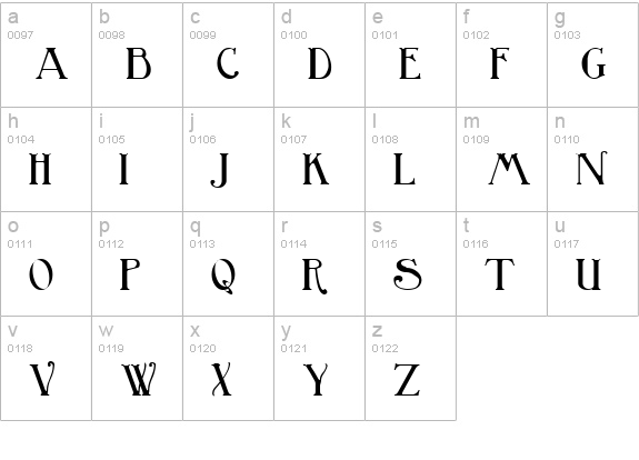 BirminghamTitling lowercase a-z preview
