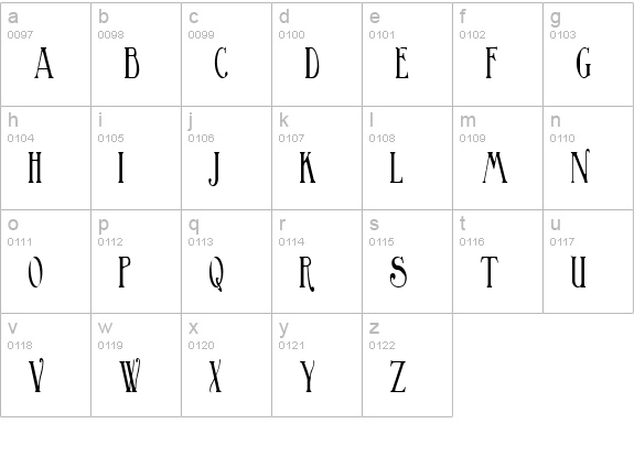 BirminghamTitlingElongated lowercase a-z preview