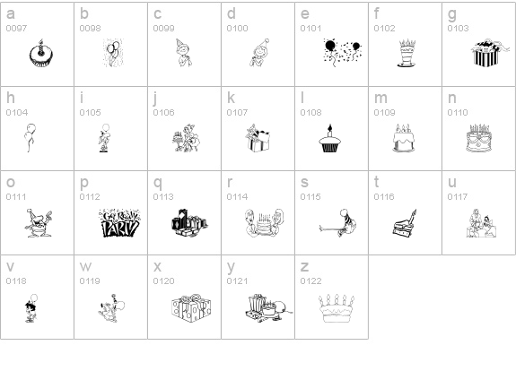 Birthdaze lowercase a-z preview
