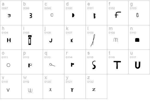 Bits lowercase a-z preview