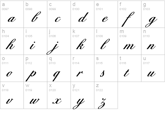 BixAntiqueScriptHmkBold lowercase a-z preview