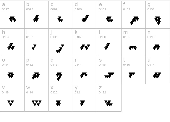 Bizar Loved Triangles lowercase a-z preview