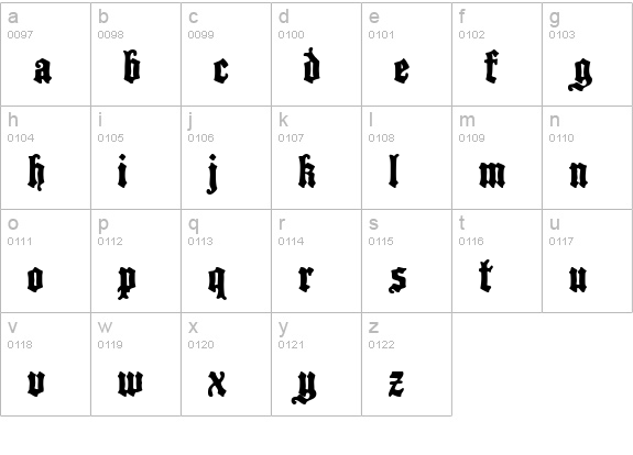 Black Castle MF lowercase a-z preview