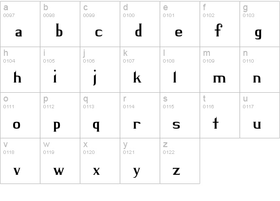 BLACK KNIGHT Regular lowercase a-z preview