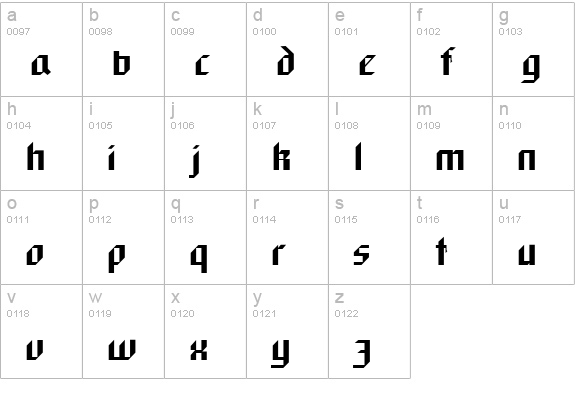 Black Regular lowercase a-z preview