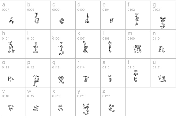 Black Roses lowercase a-z preview