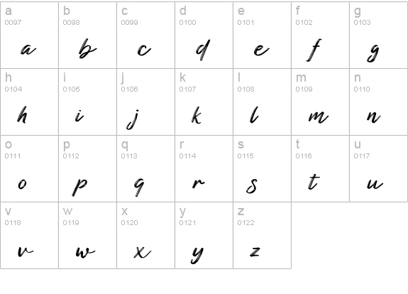 Blackened lowercase a-z preview