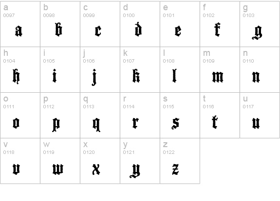 BlackmoorPlain lowercase a-z preview