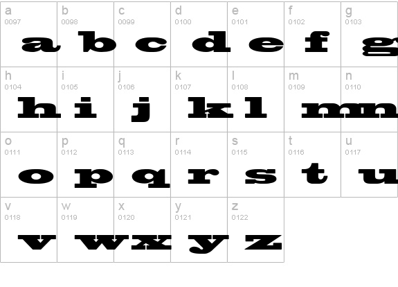 Blackoak lowercase a-z preview