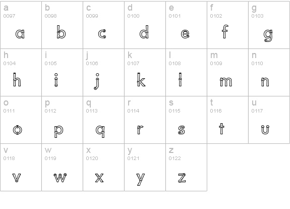 Blacksmith Delight Outlined lowercase a-z preview