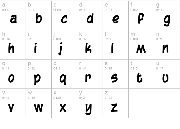 Blambot Casual Bold lowercase a-z preview