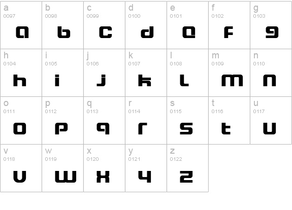 Blaster Eternal lowercase a-z preview