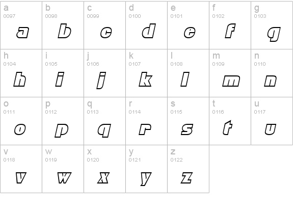 Bleucher Italic lowercase a-z preview