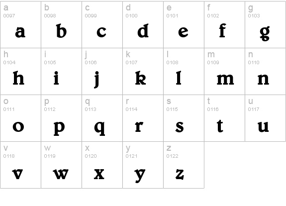 Blew Bold lowercase a-z preview