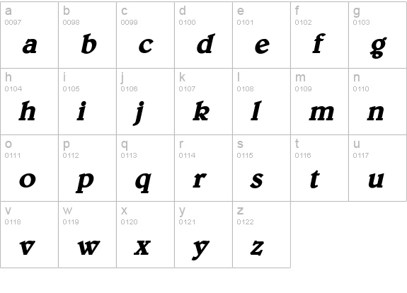 Blew Bold Italic lowercase a-z preview