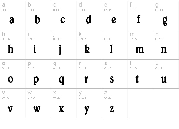 Blew Condensed Bold lowercase a-z preview