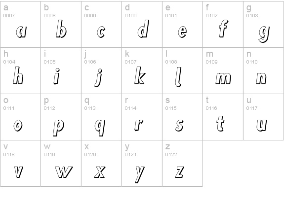 Blink 3D Oblique lowercase a-z preview