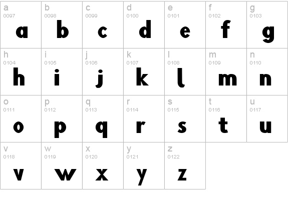 Blink Wide lowercase a-z preview