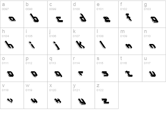 Block Tilt (BRK) lowercase a-z preview