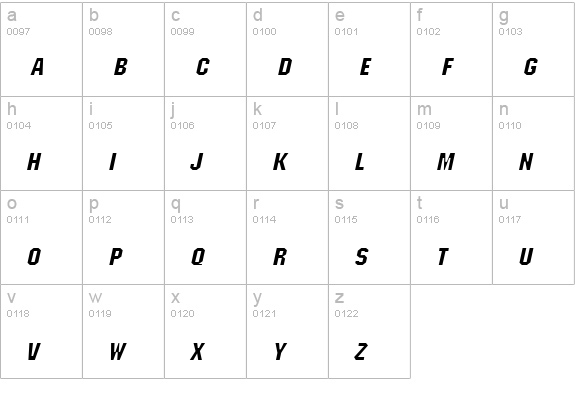 Block Wide Italic lowercase a-z preview