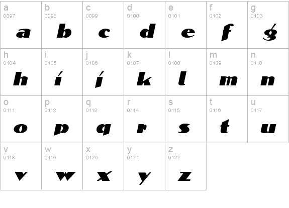 BlockCalligraphy Italic lowercase a-z preview