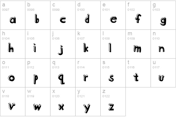 BlockheadBlackFace lowercase a-z preview