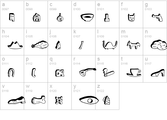 BlockheadIllustDarkSide lowercase a-z preview