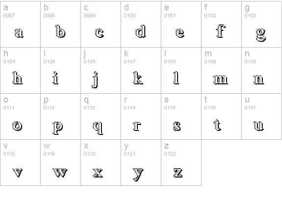 Blockstepped 3D lowercase a-z preview