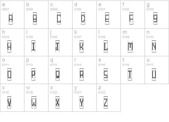 BlockTitling Outline lowercase a-z preview