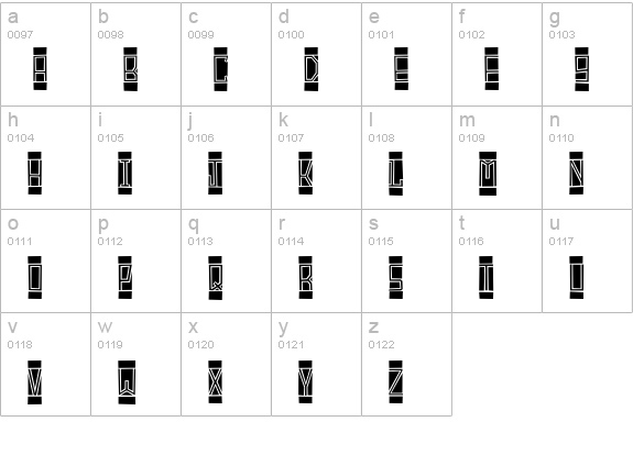 BlockTitling Standard lowercase a-z preview