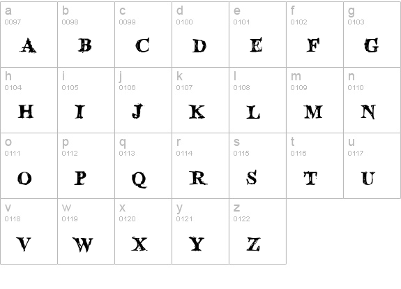 Blood Crow lowercase a-z preview