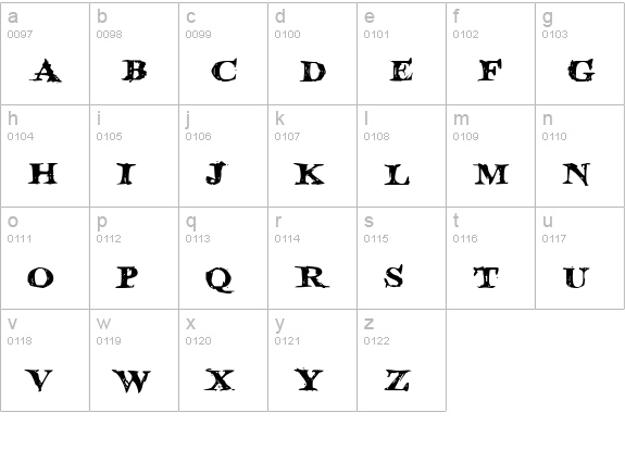 Blood Crow Expanded lowercase a-z preview