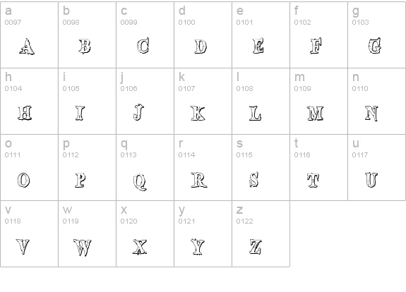 Blood Crow Shadow Condensed lowercase a-z preview