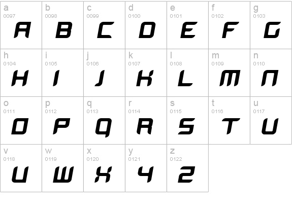 BloodWaxItalic lowercase a-z preview