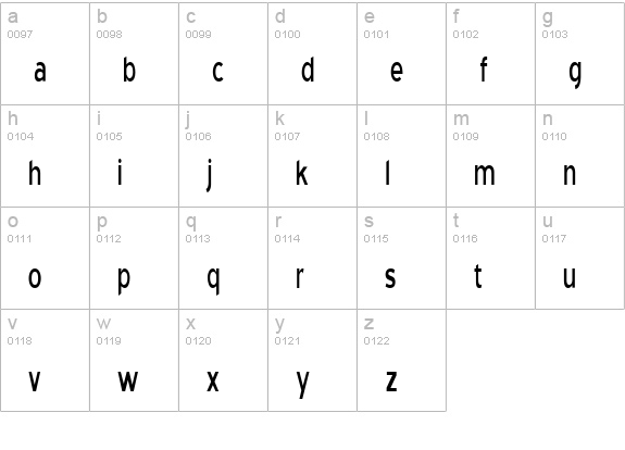 Blue Highway Condensed lowercase a-z preview