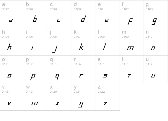 Blue July Bold Condensed lowercase a-z preview