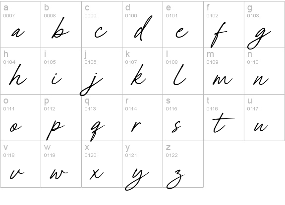 Blue Paradise lowercase a-z preview