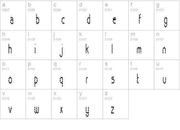 BlueDragon lowercase a-z preview