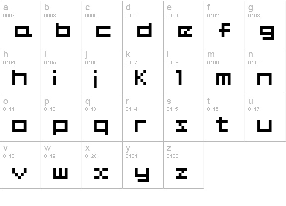 BM plain A7 lowercase a-z preview