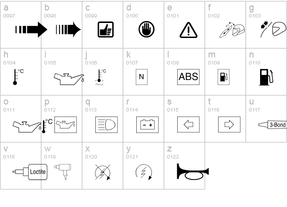 BMWPictos lowercase a-z preview