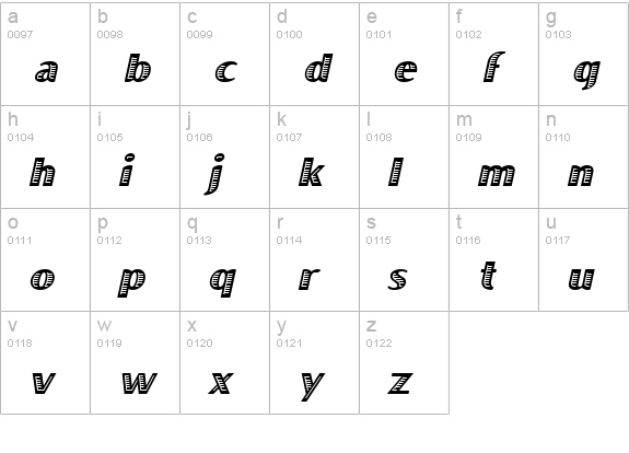 Boca Raton Oblique lowercase a-z preview