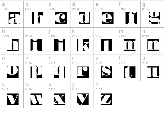 BodoblackSquares lowercase a-z preview
