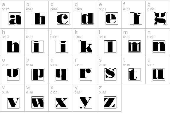 BodoblackSquaresInvers lowercase a-z preview