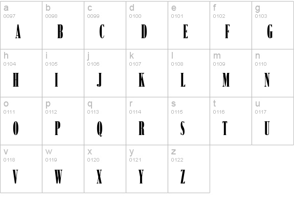 Bodoni-No2-Narrow-Ultra-Regular lowercase a-z preview