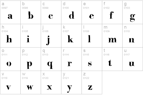 BodoniAntique-Bold lowercase a-z preview