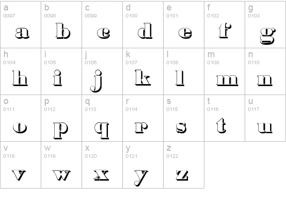 BodoniShadow-Black-Regular lowercase a-z preview