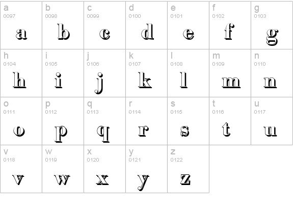 BodoniShadow-Bold lowercase a-z preview