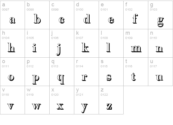 BodoniShadow-Medium-Regular lowercase a-z preview