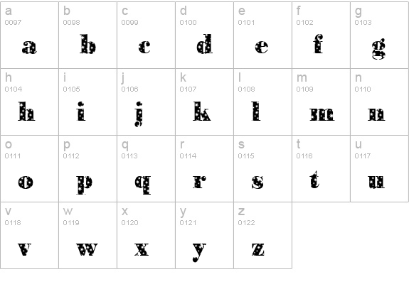 BodoniStars-Regular lowercase a-z preview