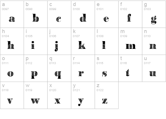 BodoniWinding2-Regular lowercase a-z preview
